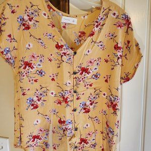 Gold Blouse with Flower Design